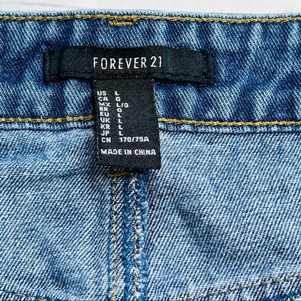 Forever 21 denim mini skirt raw hem large - Picture 6 of 7